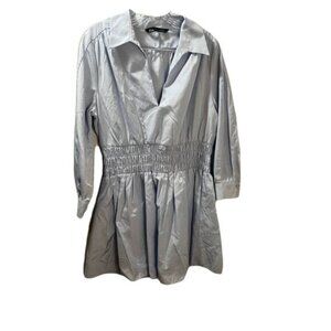 ZARA Long Sleeve Elastic‎ Waist Silk Dress Large